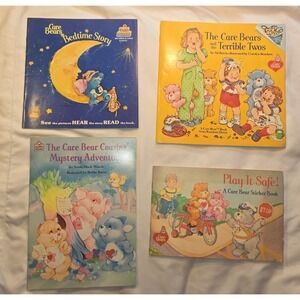 Care Bears Book Lot of 4 Storybook Sticker Books 1983 Paperbook Vintage